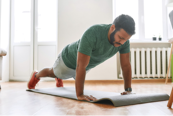 Doing push-ups can help prepare you physically for the trails this spring. Photo credit Adobe Stock.