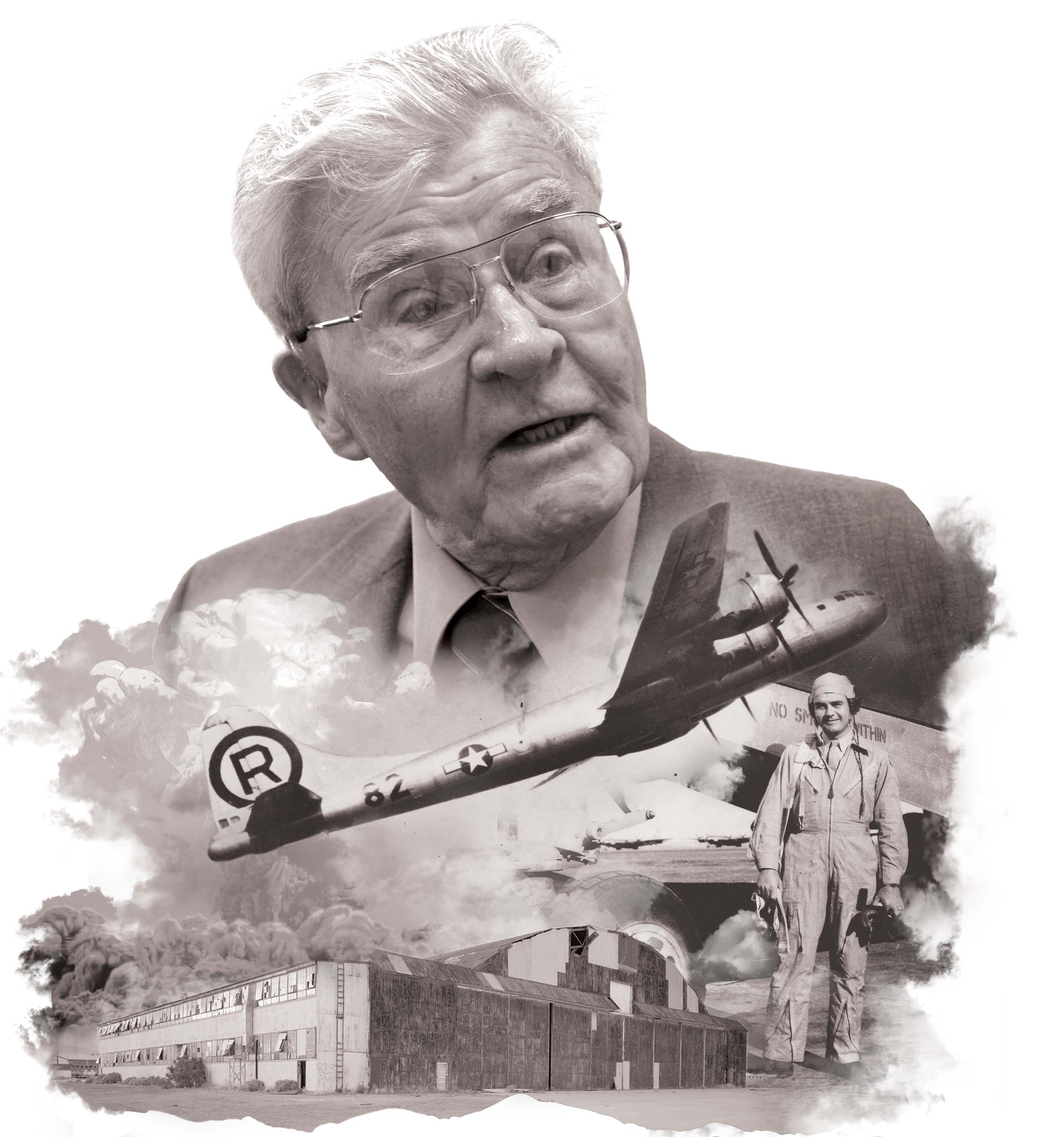Lt. Col. Paul Tibbets and a photo collage of the Enola Gay Story_SLM SO24_Kimmy Hammons
