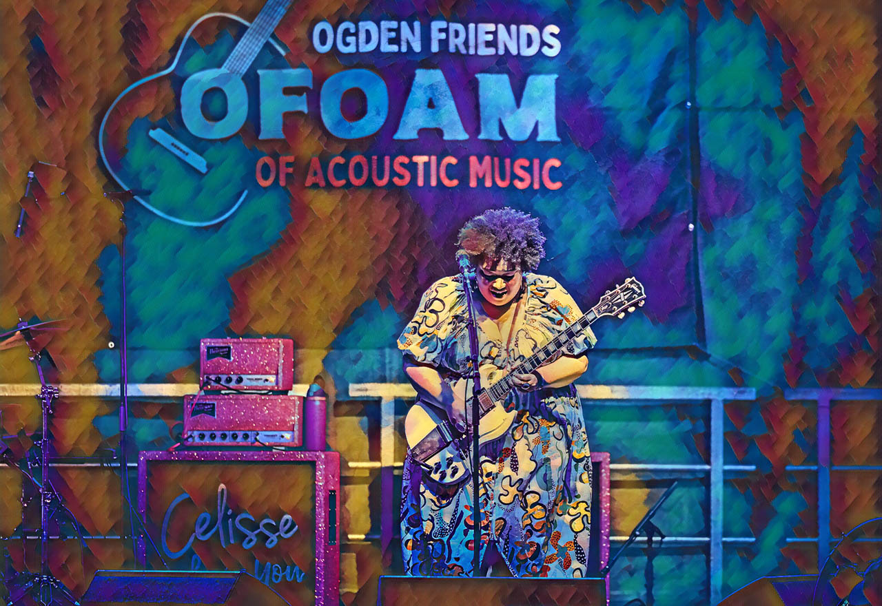 Artist Celisse performs at the 2024 Ogden Music Festival. Photo by Sam Crump (@samcrumpphoto), courtesy OFOAM.