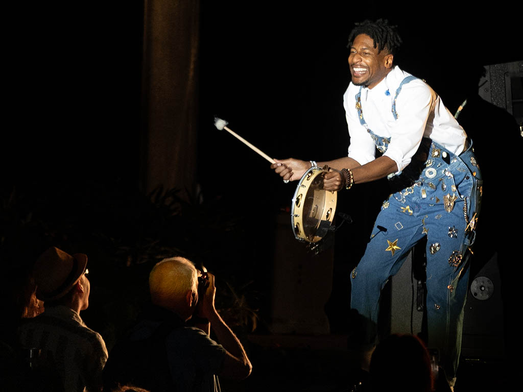 Jon Batiste, photographed by Justin Hackworth at Red Butte Gardens in Salt Lake City, Utah