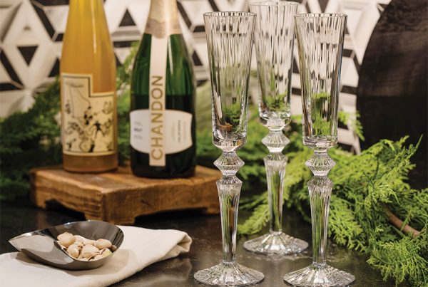 O.C. Tanner Baccarat glassware elevates any wetbar to fine dining status. Photo by Natalie Simpson/Beehive Photography.