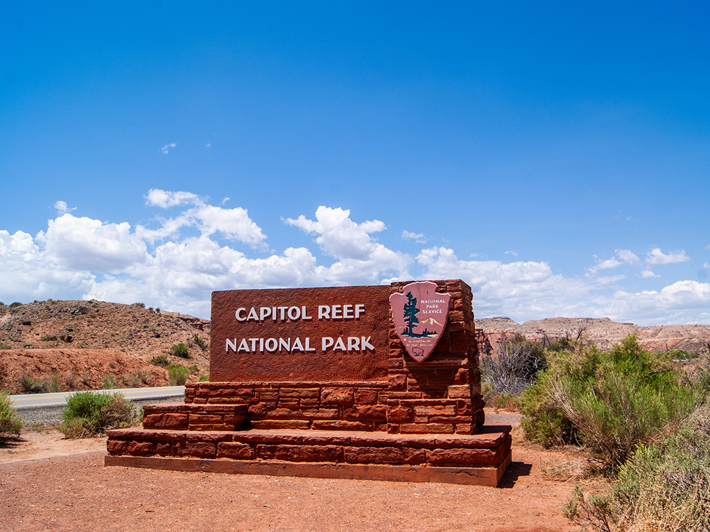Capitol Reef National Park Entry Sign