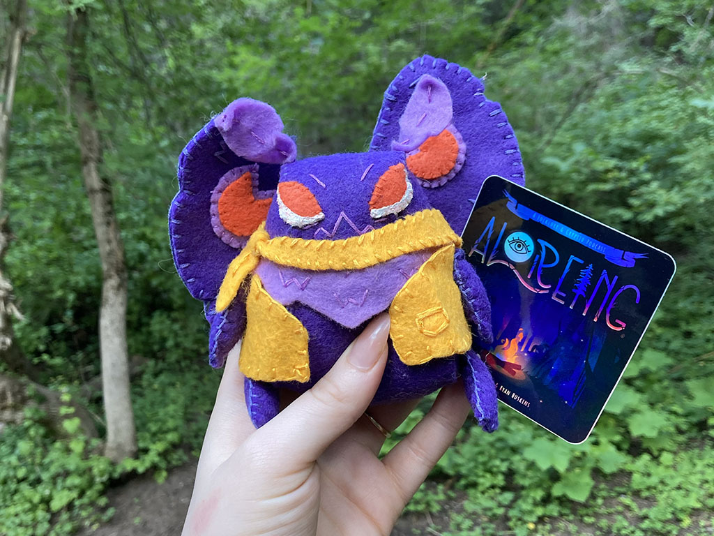 Aloreing plushie and sticker