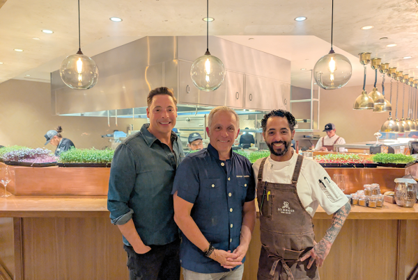 The Culinary Takeover featured celebrity chefs Jeff Mauro (left) and Geoffrey Zakarian (middle), along with Mar | Muntanya’s Chef Tyson Peterson and the St. Regis Deer Valley culinary team