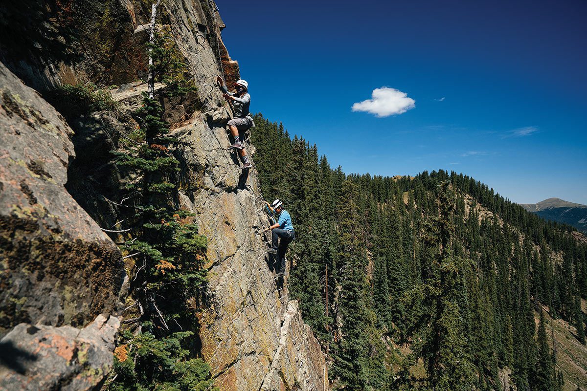 Climber at Via Ferrata at Taos Ski Valley
