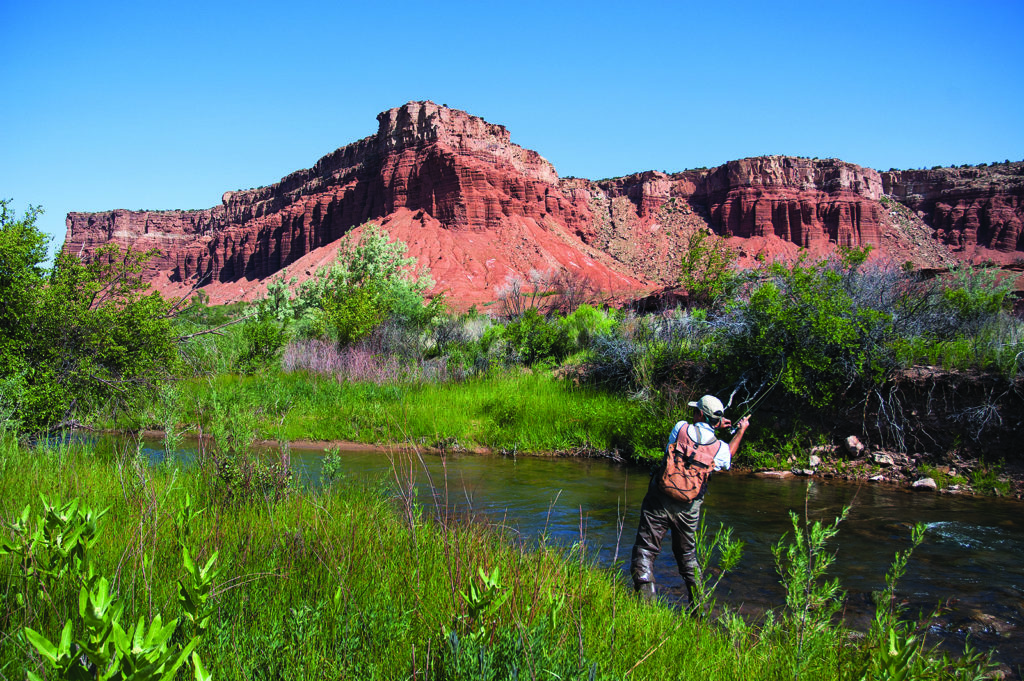 Fly fisherman near Capitol Reef National Park