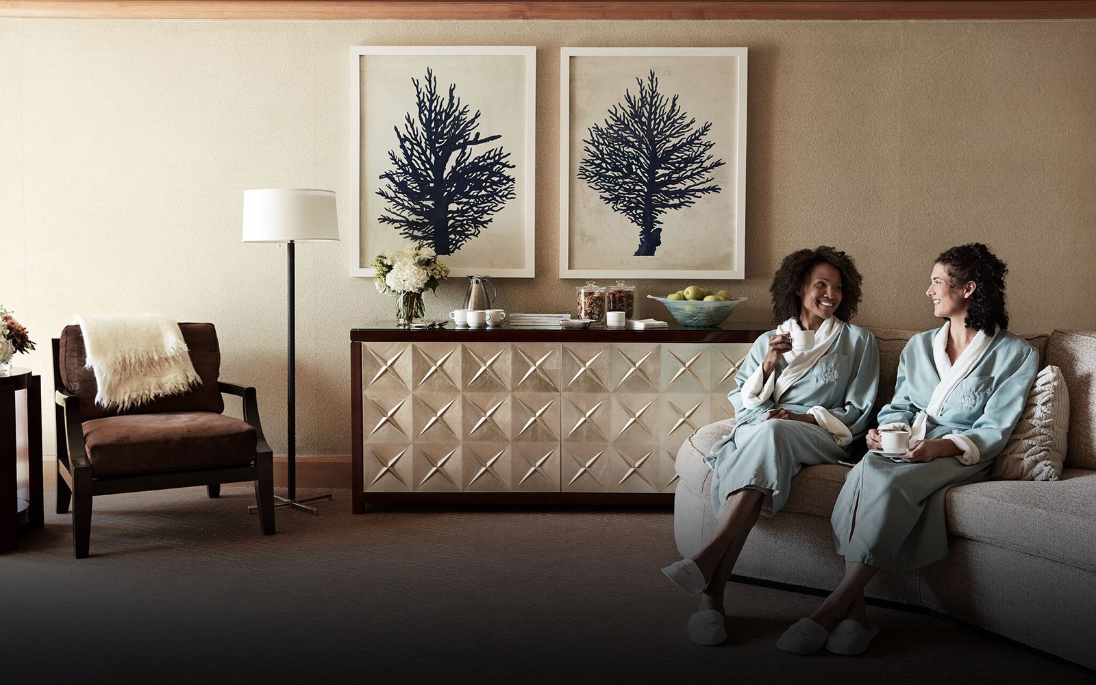 The relaxation lounge at Grand America