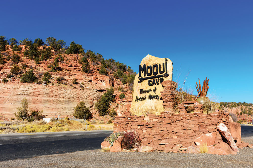 Moqui Cave sign at ancient history museum