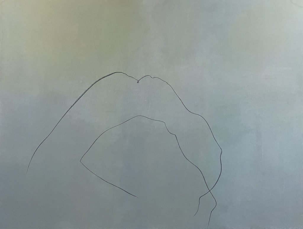 Paul Reynolds' "Headstand;" oil and graphite on birch