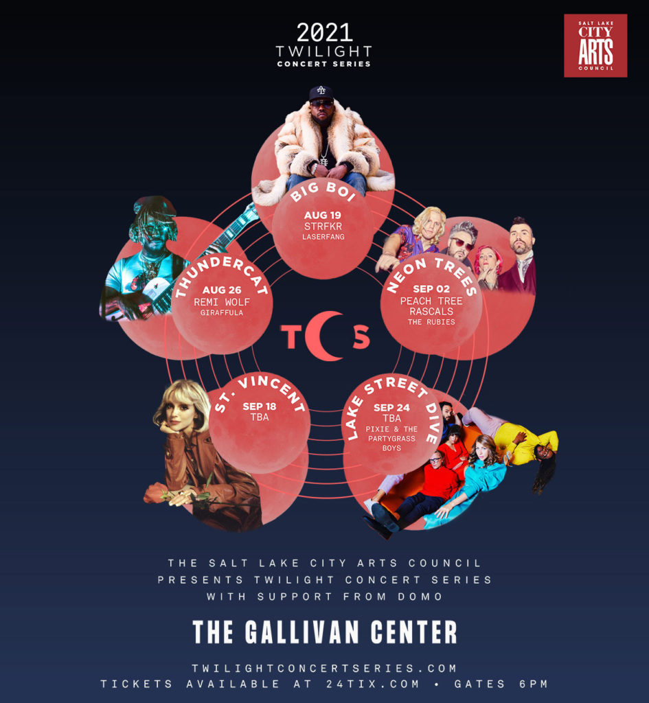 The lineup for the 2021 Salt Lake City Twilight Concert Series.
